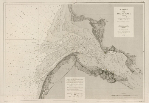 Côte Nord de France : Plan de la Baie de Somme, levé en 1878 par M. G. Héraud, ingénieur hydrographe et MM. Bouillet, Favé et Garnier, sous-ingénieurs, assistés de MM. Mion et La Porte, élèves ingénieurs : Dépôt des cartes et plans de la Marine, 1880.