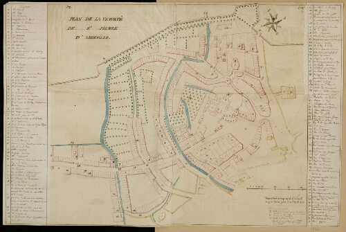 Plan de la Vicomté de Saint-Pierre d'Abbeville, avec la légende 