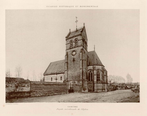 Contre : façade méridionale de l'église. - Héliogravure Dujardin. - Extrait de "La Picardie historique et monumentale".