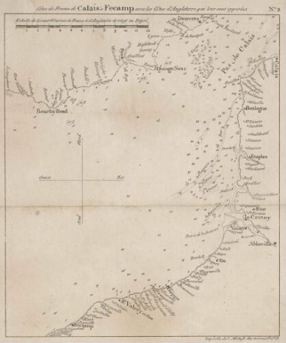 Côtes de France de Calais à Fécamp avec les côtes d'Angleterre qui leur sont opposées. - Imp. Lith. de C. Motte, rue des Marais, Fg Ste G.