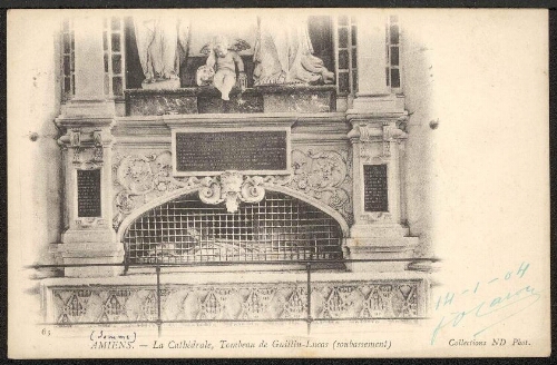 Amiens : la Cathédrale, tombeau de Guillin-Lucas (soubassement)