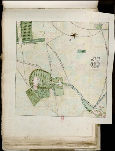 Plan des pourpris et du bois de la ferme de Vismes. Échelle 30mm pour 15 perches