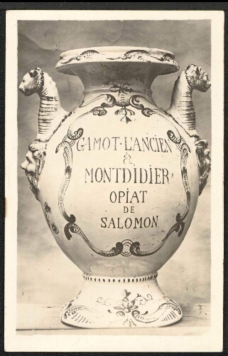 Vase de pharmacie Gamot l'ancien à Montdidier, opiat de Salomon