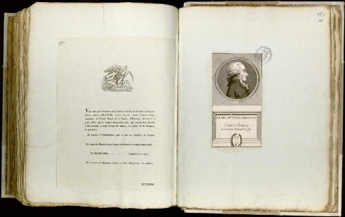 A) Faire-part de décès de François-Pascal, baron Delattre (le 4 août 1834) - Imp. de Devérité. B) Portrait F. P. Delattre d’Abbeville, député de Ponthieu à l’Assemblée nationale de 1789