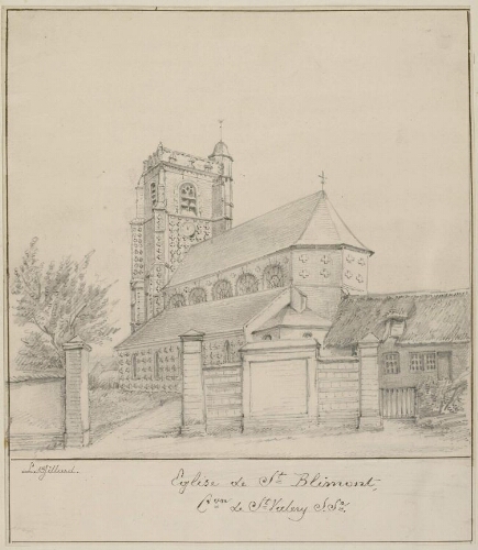 Église de Saint-Blimont : canton de Saint-Valery-sur-Somme. - Dessin de L. Gillard