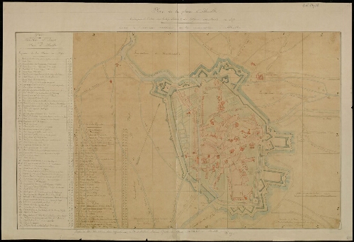 Plan de la Place d'Abbeville, indiquant l'état des fortifications & des édifices importants en 1698. Annexé à l'Historique de la circonscription d'Abbeville.