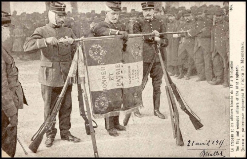 Le drapeau et les officiers blessés du 81e à Montpellier