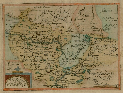 Carte de la Picardie (Amiénois, Cambraisis, Artois, Vermandois, Laonnais). Picardie Galli.