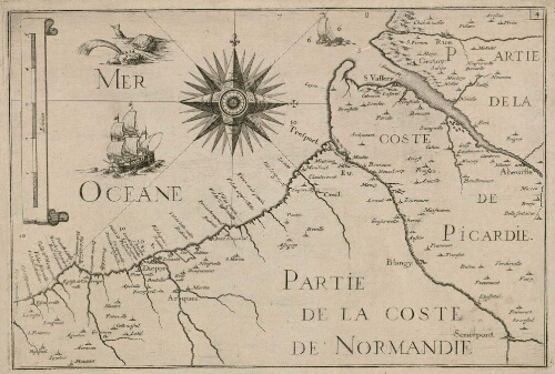 Carte du littoral entre le Crotoy et Dieppe.