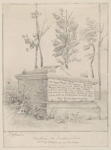 Cimetière de Forest-Montiers, canton de Nouvion-en-Ponthieu. Sépulture de Jean AugustinERnouf, Comte, Lieutenant général de s Armées du Roi, grand officier de la Légion d'honneur, Commandant de l'Ordfre Royal Militaire de St Louis et de l'Aigle rouge de