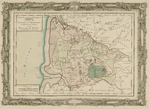 Généralité d'Amiens : carte du Doyenné de Montreuil, de l'élection de Doulens, et du baillage de Waben de l'élection d'Abbeville.