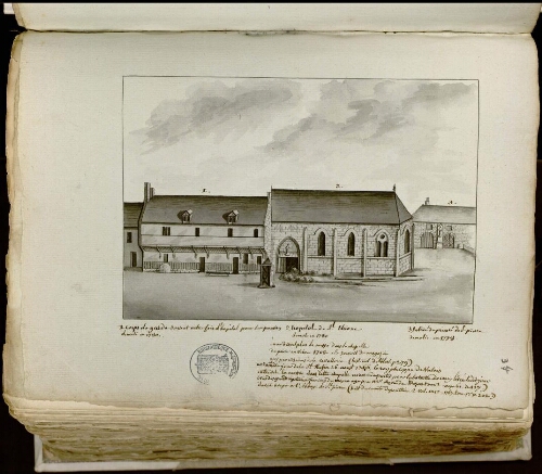 1) Corps de garde servant autrefois d’hôpital pour les pauvres, démoli en 1780 2) Hôpital plutôt église de Saint-étienne, démoli en 1780 3) Entrée du prieuré de Saint-Pierre démolie en 1778