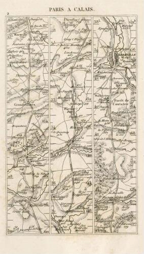 Carte de la route Paris-Calais, n°2.