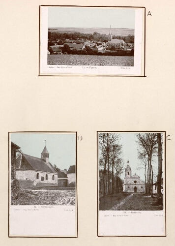 A) Fleury. - Carte postale n°33, Amiens, imp. Yvert et Tellier. Cliché C.B. B) Fossemanant. - Carte postale n°34, Amiens, imp. Yvert et Tellier. Cliché C.B. C) Essertaux. - Carte postale n°32, Amiens, imp. Yvert et Tellier. Cliché C.B.