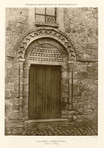 Villers-Carbonnel : église, porte. - Cliché de C. Enlart. Extrait de "La Picardie historique et monumentale".