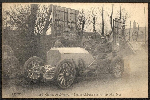 Circuit de Dieppe. Lautenschlager sur voiture Mercedes