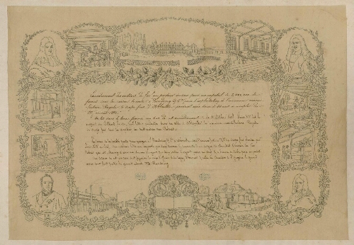 Encadrement des actions de 100 F au porteur émises pour un capital de 2.000.000 de francs sous la raison sociale Randoing & Cie pour l'exploitation de l'ancienne Manufacture Royale de draps fins d'Abbeville pendant une durée de 40 ans à compter du 1er janvier 1855.