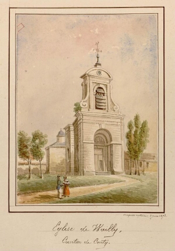 Eglise de Wailly (canton de Conty). - Aquarelle d’Oswald Macqueron, d'après nature, 2 juin 1873.