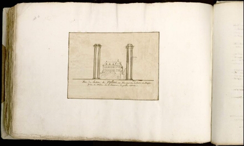 Vue du château de Valline Valines en Vimeux (sic) Vimeu sur la route de Dieppe, prise du milieu de l’avenue, la grille ouverte. 1827