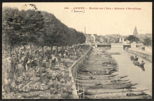 Amiens : marché sur l'eau, bateaux d'hortillons